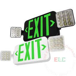 Standard Green LED Exit Light Combo | 180° Adjustable Head