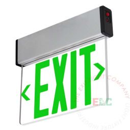 Aluminum Edge Lit Green LED Exit Sign | Surface Mount