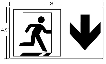 Photoluminescent Running Man | Exit Sign with Arrow Dimensions