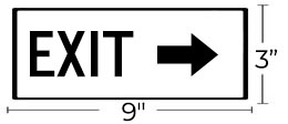 Directional Red Photoluminescent EXIT Sign | PVC | 3M Self-Adhesive Back | Glow in the Dark Egress Dimensions