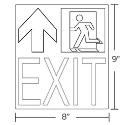Photoluminescent Running Man | Wall Mounted | Exit Sign Dimensions